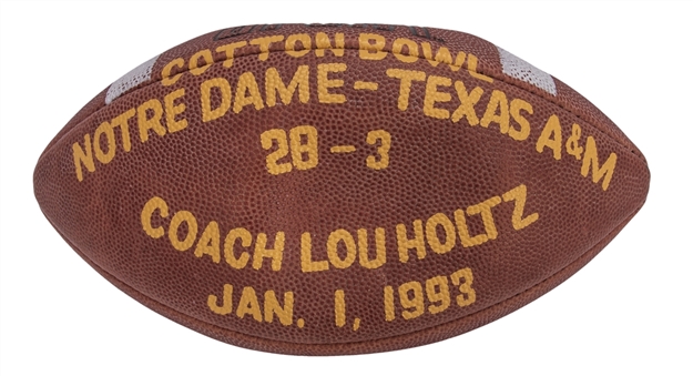 1993 Cotton Bowl Game Used Wilson Football Presented To Coach Lou Holtz (Holtz LOA)